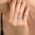 Oval Solitaire Twisted Pave Two-Ring Set In Silver Tone view 3