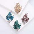 Crystal Wheat Spray Brooch In Metal With Marquise Crystals Arranged As A Rising Plume view 1