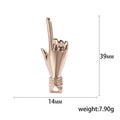 Polished I Love You Hand Sign Brooch In Gold And Silver Tones view 5