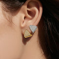 Triangle Pave Zircon Huggie Hoop Earrings Multicolor Gold Steel view 4