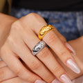 Wide Open Dome Ring Embossed Stars Copper Gold Steel Band view 1