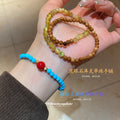 Three Mixed Pearl Bar Red Pink And Brown Yellow Bead Bracelets view 3