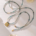 Turquoise Bead Necklaces Pink Stone and Evil Eye Pendant view 2