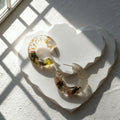 Purple Clear Resin C Shaped Hoop Stud Earrings with Dried Flowers view 3