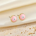 Gold Rim Round Evil Eye Enamel Stud Earrings Four Colors view 5