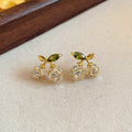 Yellow Resin Flower Bead Necklace And Crystal Cherry Studs view 6