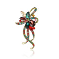 Antique Gold Multicolor Crystal Ribbon Floral Brooch view 5