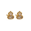 Gold Gourd Shape Crystal Stud Earrings with Layered Curves view 5