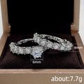 White Metal Round Center Bridal Set Eternity Band Stack Rings view 5