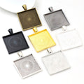 Square Cabochon Pendant Trays in Multiple Metal Finishes view 3