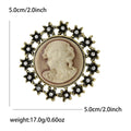 Cameo Lady Profile Brooch Star Halo Silver or Antique Gold view 7