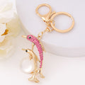 Mother Baby Dolphin Pearl Keychain Rhinestone Four Colors view 7