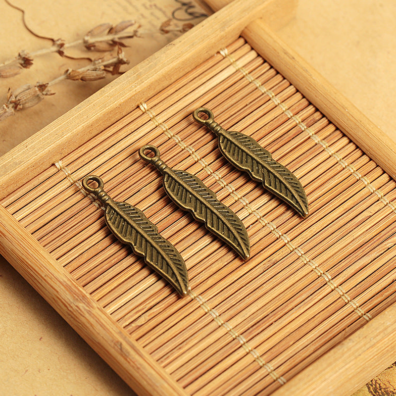 Alloy Feather Dreamcatcher Wing Charm Pendant 30x8mm