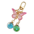 Pink Ombre Glitter Butterfly Keychain With Two Star Confetti Globes view 5