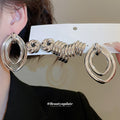 Silver Metal Knot Coil Double Hoop Earring 8 Piece Set view 4