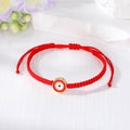 Red Woven Cord Large Round Evil Eye Adjustable Bracelets view 2