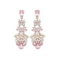 Pale Pink Crystal Leaf Cluster Statement Drop Earrings view 5