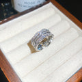 Openwork Clear Crystal Statement Rings Gold Silver Four view 8