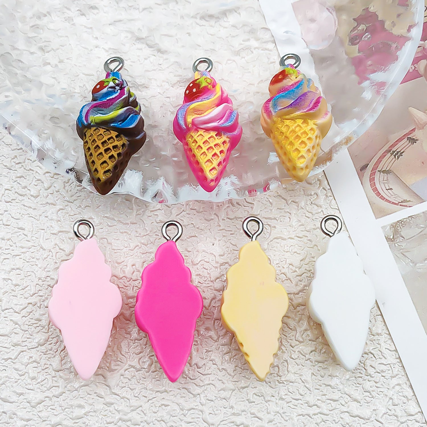 Resin Ice Cream Popsicle Charm Pendant for Earrings Necklace Keychain DIY