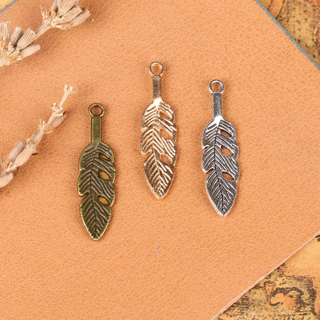 Vintage Alloy Feather Wing Keychain Charm Pendant