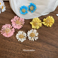 Blue Woven Daisy Stud Earrings With Gold Tone Centers view 1