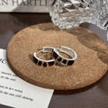 Silver Tone Brown Inlay Open Hoop Huggie Earrings Statement Pair view 6