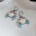 Colorful Enamel Crab Hoop Earrings With Silver Tone Rings view 6