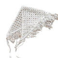 Ivory Crochet Openwork Triangle Head Scarf With Fringe view 5