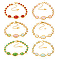 Gold Czech Glass Oval Bezel Link Bracelets Multi Color view 5