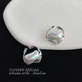 Silver Open Frame White Shell Baroque Stud Earrings view 1