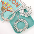 Rhinestone Leaf Wreath Hanging Ornament Metal Tree Charm view 4