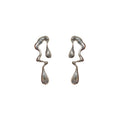 Irregular Liquid Metal Abstract Long Drop Earrings view 5