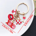 Red Love Lips Handbag and Heart Metal Keychain Set view 7