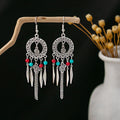 Forty-Three Bohemian Bead Feather and Tassel Hook Earrings view 11
