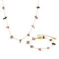 Irregular Natural Chip Stone Necklace And Bracelet Station Chain view 5