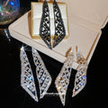 Crystal Leaf Statement Earrings in Three Finishes Statement Jewelry Design view 2