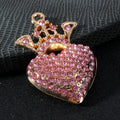Rhinestone Crown Heart Charm Pendant Gold Tone Three Colors view 6
