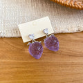 Purple Resin Strawberry Earrings and Pearl Pendant Necklace view 1