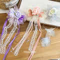 Lace Rose Duckbill Hair Clips Ribbon Pearls Three Styles view 4
