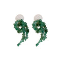 Blue And Green Beaded Cascade Stud Earrings With Decorative Details view 5