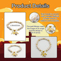 White Cross Bead Bracelet with Gold-Tone Cross and Angel Wing Charms view 2