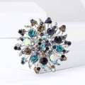 Round Crystal Flower Brooch In 2 Styles With Polished Metal Details view 2