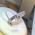 Silver Tone Round Bezel Set CZ Eternity Band Ring Sizes 6-10 view 1