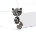 Crystal Cat Brooch with Curled Tail in Blue or Gray view 3