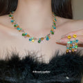 Multicolor Teardrop Crystal Necklace Drop Earrings Set view 2