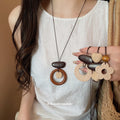 Wood Bead and Woven Pendant Cord Necklaces in Seven Designs view 1