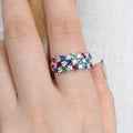 Silver Tone Multicolor Marquise Stone Wide Band Ring view 3