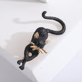 Black Cat Brooch In 1 Style With Polished Metal Details view 6