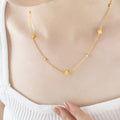 Gold Clover Station Necklace With Clear Round Zircons view 6