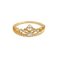 Gold Tone Polished Crown Clear Stone Open Ring For Women view 5